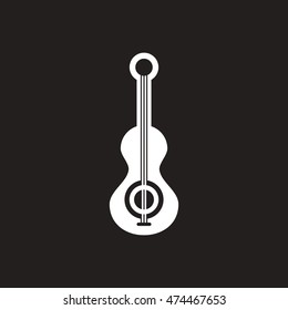white vector icon on black background  musical instrument
