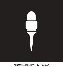 white vector icon on black background  microphone in flat style