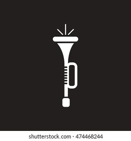 white vector icon on black background  musical instrument