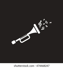 white vector icon on black background  musical instrument