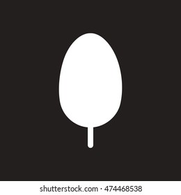 white vector icon on black background  tree leaf
