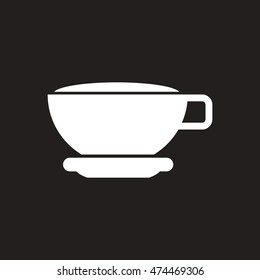 white vector icon on black background  cup of tea