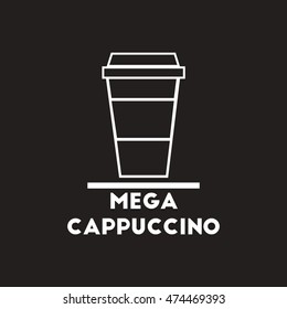 white vector icon on black background  mega cappuccino