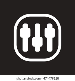 white vector icon on black background  button music 