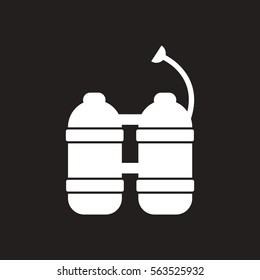 white vector icon on black background oxygen cylinder