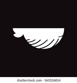 white vector icon on black background whale silhouette