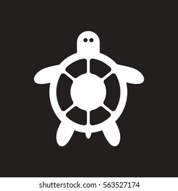 white vector icon on black background sea turtle