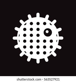 white vector icon on black background naval mine