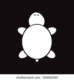 white vector icon on black background sea turtle