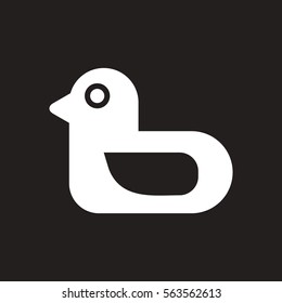 white vector icon on black background sea gull