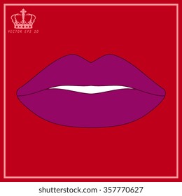 White Vector icons of female lips print