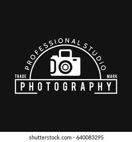 White Vector Icons for Photographer on Black Background. Camera Icon