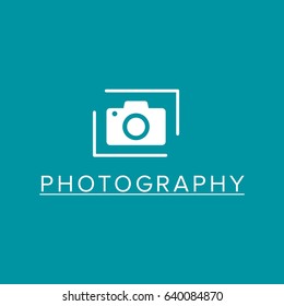 White Vector Icons for Photographer on Green Background. Camera Icon
