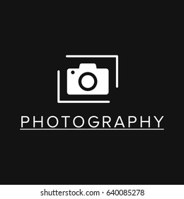 White Vector Icons for Photographer on Black Background. Camera Icon