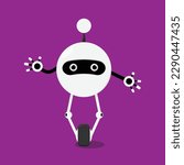 white vector illustration of a robot with one wheel.