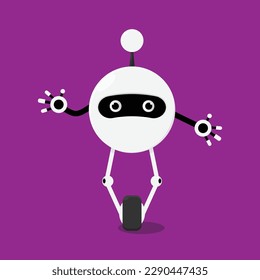 white vector illustration of a robot with one wheel.