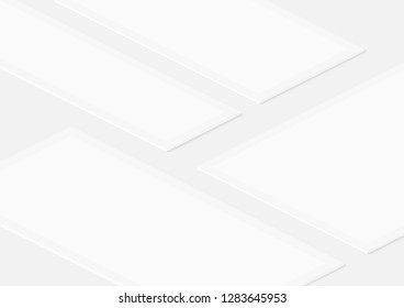 White vector isometric empty frames template for inserting any UI interface, test or business presentation. Mock up soft design perspective view.