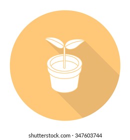 White vector jardiniere on color circle background.