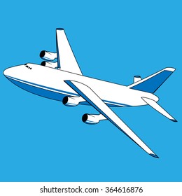 White vector jet cargo plane with stripes