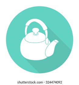 White vector Kettle on color circle background.