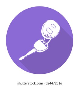 White vector key on color circle background.