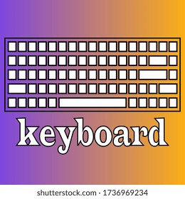 white vector keyboad with blue and orange begrons