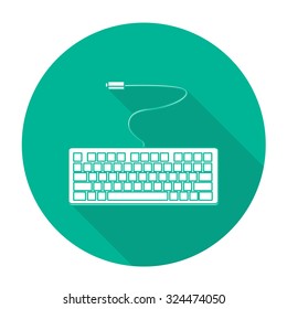 White vector Keyboard on color circle background.
