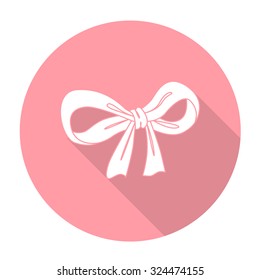 White vector knot on color circle background.