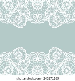 White vector lace on texture, template.