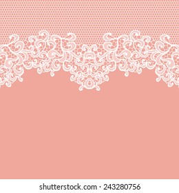 White vector lace on texture, template.