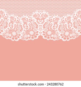 White vector lace on texture, template.