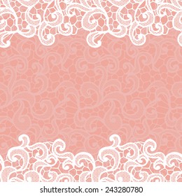 White vector lace on texture, template.