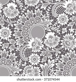 White Vector Lace. Seamless Pattern.