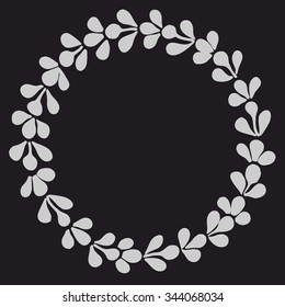 White vector laurel wreath on black background