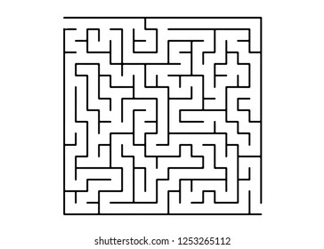 White vector layout with a black maze, riddle. Maze design in a simple style on a white background. Pattern for leisure tasks, games.