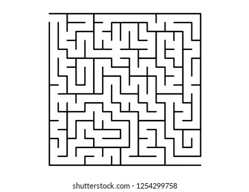 White vector layout with a black maze, riddle. Maze design in a simple style on a white background. Pattern for educational magazines, books.