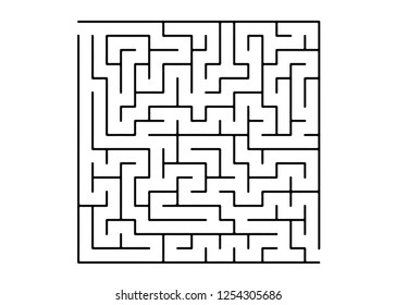 White vector layout with a black maze, riddle. Black and white maze in a simple style. Pattern for children books, magazines.