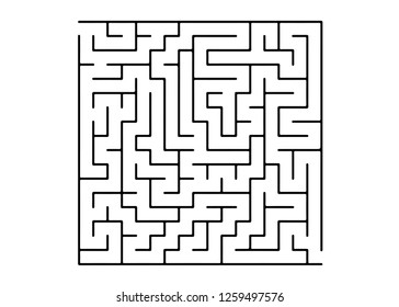 White vector layout with a black maze, riddle. Modern illustration with maze on a white backdrop. Pattern for leisure tasks, games.