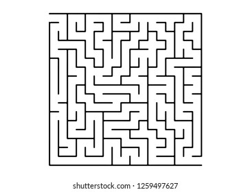White vector layout with a black maze, riddle. Abstract illustration with maze on a white background. Concept for books, magazines with complex tasks.