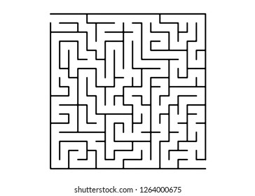 White vector layout with a black maze, riddle. Abstract illustration with maze on a white background. Pattern for children books, magazines.