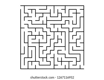White vector layout with a black maze, riddle. Black and white maze in a simple style. Pattern for children books, magazines.