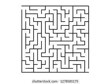 White vector layout with a black maze, riddle. Black and white maze in a simple style. Pattern for educational magazines, books.