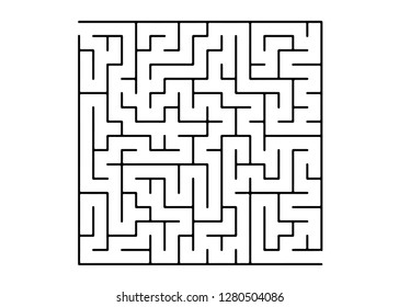 White vector layout with a black maze, riddle. Black and white maze in a simple style. Concept for pazzle, labyrinth books, magazines.