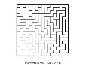 White vector layout with a black maze, riddle. Black and white maze in a simple style. Pattern for educational magazines, books.