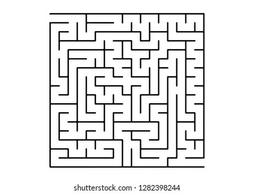 White vector layout with a black maze, riddle. Complex illustration with mazes on a white template. Pattern for leisure tasks, games.