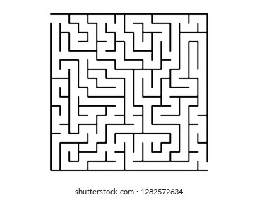 White vector layout with a black maze, riddle. Simple illustration with a maze on a white background. Concept for making right choices.