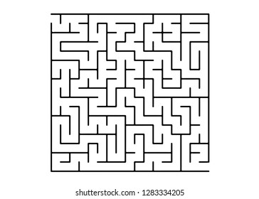 White vector layout with a black maze, riddle. Complex illustration with mazes on a white template. Pattern for educational magazines, books.