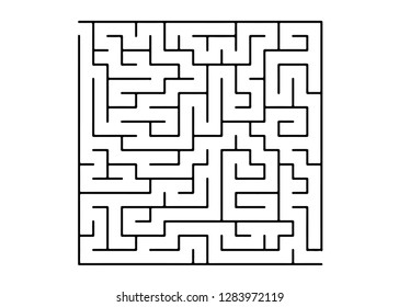 White vector layout with a black maze, riddle. Abstract illustration with maze on a white background. Pattern for leisure tasks, games.