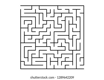 White vector layout with a black maze, riddle. Modern illustration with maze on a white backdrop. Pattern for children books, magazines.