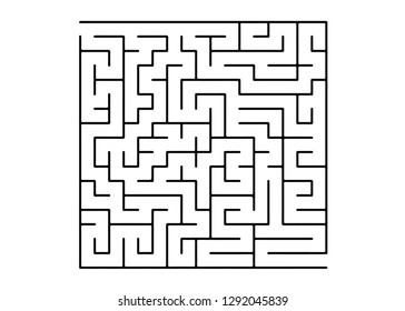 White vector layout with a black maze, riddle. Black and white maze in a simple style. Pattern for leisure tasks, games.